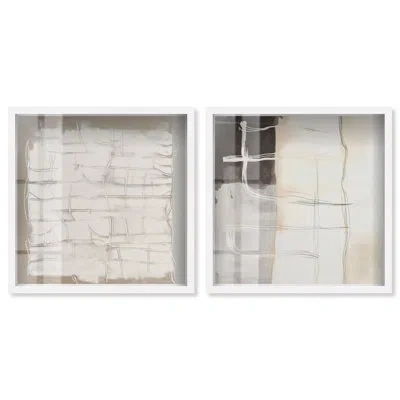 Art Remedy Neutral Luxe Harmony Set Shadowbox Wall Decor By  In White