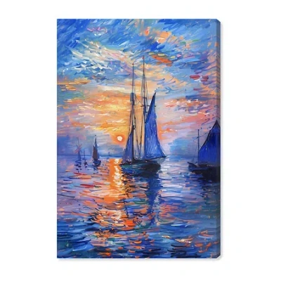 Art Remedy "night Sea Breeze" Giclee Nautical And Coastal Canvas Art In Blue