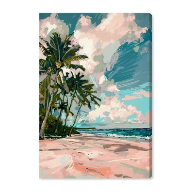 Art Remedy "palms Under The Sun" Giclee Nature And Landscape Canvas Art In Blue