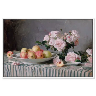 Art Remedy Peaches And Roses Farmhouse Art Canvas Print By  In Gallery Wrapped