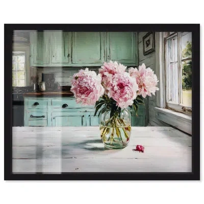 Art Remedy Peonies In Sunlight Ii Kitchen Art Shadowbox Print By  In Black