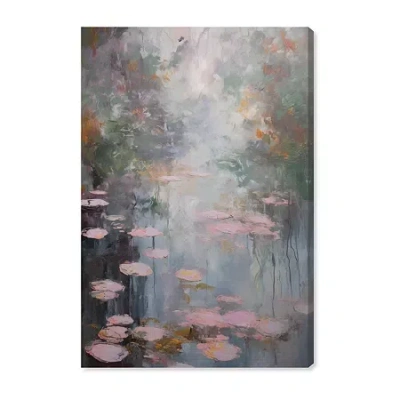 Art Remedy "pink Impressionisty Lilypads" Giclee Nature And Landscape Canvas Art