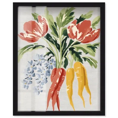 Art Remedy Rabbit's Bouquet I Kitchen Art Shadowbox Print By  In Black