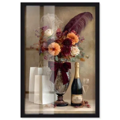Art Remedy Red Floral Feathers Kitchen Decor Shadowbox Print By  In Black