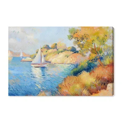 Art Remedy "sail Off In The Morning" Giclee Transportation Canvas Art In Blue