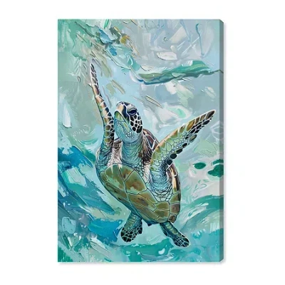 Art Remedy "serene Turtle" Giclee Animals Canvas Art In Blue