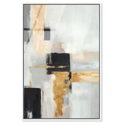 Art Remedy Silent Contrast - Ira Colmeva Framed Acrylic Abstract Oversized Print By , White Frame, 44 In Multi