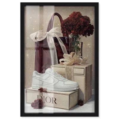 Art Remedy Sneaker Maroon Goods Kitchen Decor Shadowbox Print By  In Black