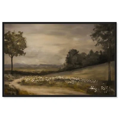 Art Remedy Snowfall In Spring Canvas Autum Landscapes By  In Black,framed Print Without Mat