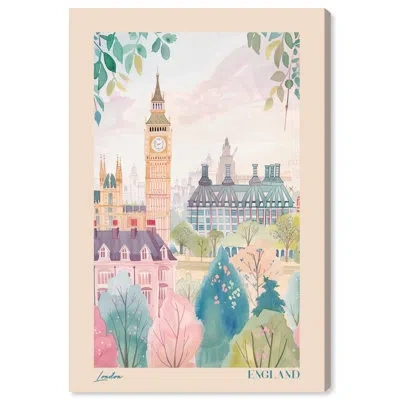 Art Remedy Soft Spring London Canvas Cute Travel Art By  In Wrapped Canvas