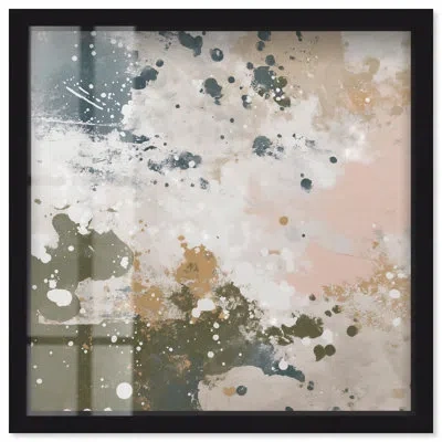 Art Remedy Splatter Effect I Abstract Art Shadowbox Print By  In Black