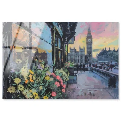 Art Remedy Spring Flower Shop London Travel Art Acrylic Print By  In Pink