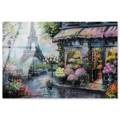 Art Remedy Spring Flower Shop Paris Travel Art Acrylic Print By  In Blue