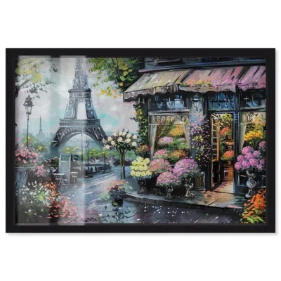 Art Remedy Spring Flower Shop Paris Travel Art Shadowbox Print By  In Black