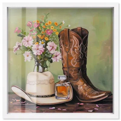 Art Remedy Spring Green Cowboy Necessities Shadowbox Print Trendy Cowboy Decor By  In White