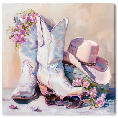 Art Remedy Spring Pink Cowboy Necessities Canvas Trendy Cowboy Decor By  In Wrapped Canvas