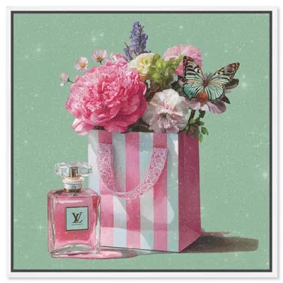 Art Remedy Spring Shopping Bag Glam Art Canvas Print By  In Gallery Wrapped