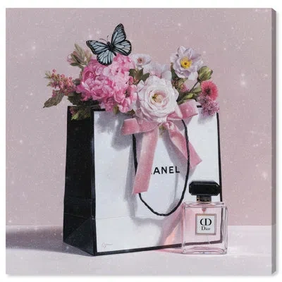 Art Remedy Spring Shopping Bag Pink Glam Art Canvas Print By  In Gallery Wrapped