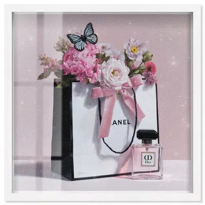 Art Remedy Spring Shopping Bag Pink Glam Art Shadowbox Print By  In Black