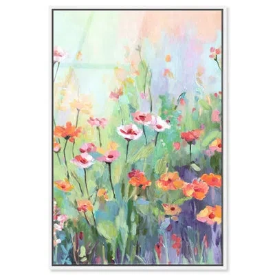 Art Remedy Summer Symphony Ii - Ira Colmeva Framed Acrylic Abstract Oversized Print By , White Frame, In Multi