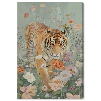 Art Remedy Tiger Spring Canvas Vintage Animal Art By  In Wrapped Canvas