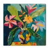 Art Remedy "vase Of Bright Tropical Flowers Ii" Giclee Floral And Botanical Canvas Art In Green