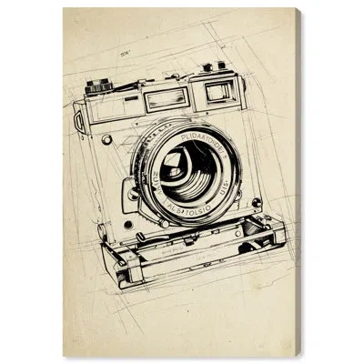 Art Remedy Vintage Posters Canvas, , Vintage Camera Sketch In Does Not Apply,wrapped Canvas