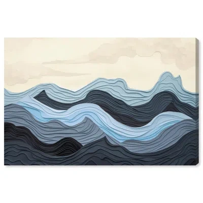 Art Remedy Waverly Framed Blue Abstract 1 Piece Canvas Wall Art 57111 In Wrapped Canvas