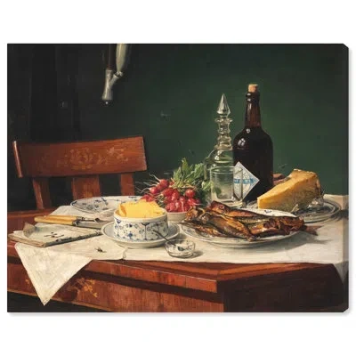 Art Remedy Wine And Fish Canvas Vintage Kitchen Wall Art By  In Wrapped Canvas