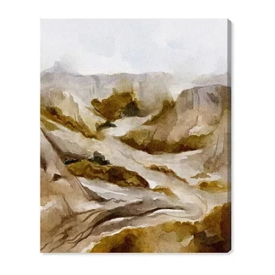 Art Remedy "winter End Rock Mountain" Giclee Nature And Landscape Canvas Art In Brown