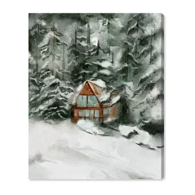 Art Remedy "winter In December" Giclee Nature And Landscape Canvas Art In Brown