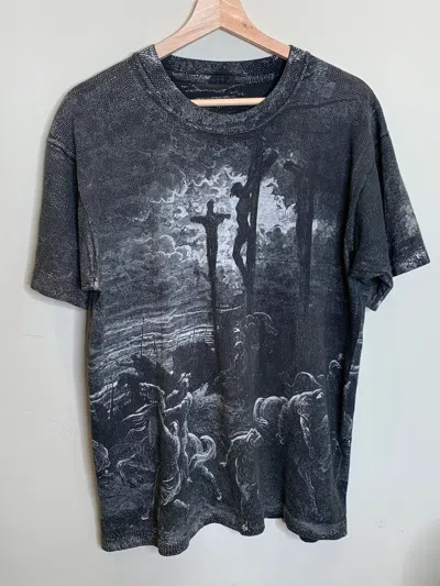 Pre-owned Art Vintage Gustave Dore Crucifixion Jesus Christ T-shirt In Black/white