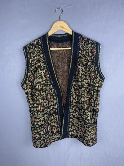 Pre-owned Art Vintage Jean Paul Gaultier Inspired Embroidery Vest In Gold