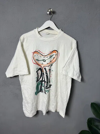 Pre-owned Art X Vintage 90's Salvador Dali Clock Art T-shirt In White