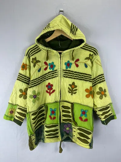 Pre-owned Art X Vintage Vtg Kapital Inspired Sashiko Patchwork Design Hoodie Jacket In Green