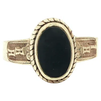 Pre-owned Artcarved Vintage  14k Gold Carved Black Onyx Initial Ut School Signet Ring