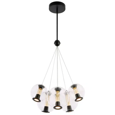 Artcraft Arlo 22.5" Wide Black Chandelier With Clear Glass Shade