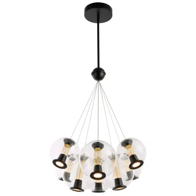 Artcraft Arlo 25.5" Wide Black Chandelier With Clear Glass Shade