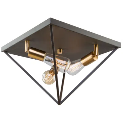 Artcraft Artistry 3-light Matte Black And Satin Brass Metal Flush Mount