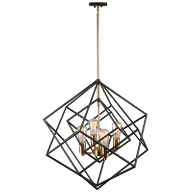 Artcraft Artistry 4-light Matte Black And Satin Brass Metal Chandelier