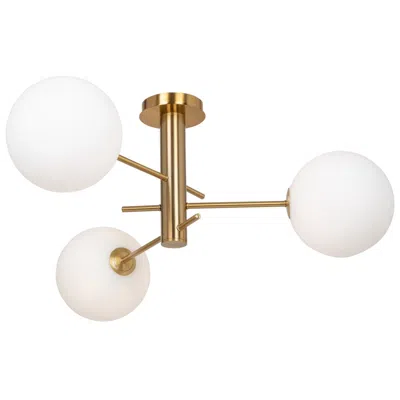 Artcraft Aurelia 31.5" Wide 3-light Brass Semi-flush Mount With White Glass Sha