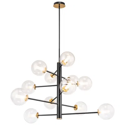 Artcraft Aurelia 33.5" Wide 12-light Black Chandelier With White Glass Shade