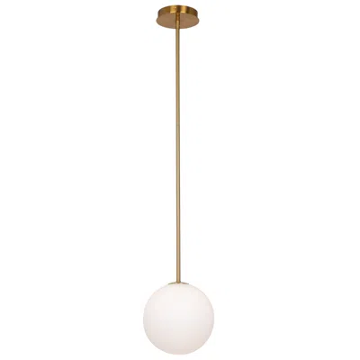 Artcraft Aurelia 8" Wide Brass Pendant With White Glass Shade