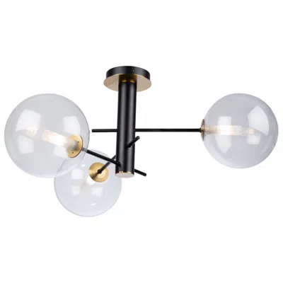 Artcraft Aurelia Collection 3-light Semi-flush Mount, Matte Black & Brass