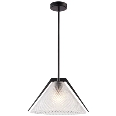 Artcraft Baltic 15" Wide Black Pendant With Semi-clear Glass Shade
