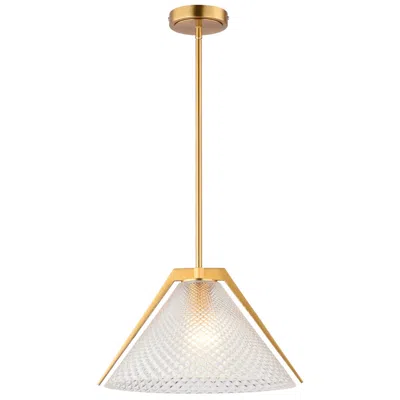 Artcraft Baltic 15" Wide Brass Pendant With Semi-clear Glass Shade