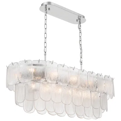 Artcraft Bianca 32"w Nickel And Crystalline Glass Island Chandelier