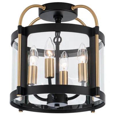 Artcraft Bonita 13" Wide 4-light Black Flush Mount With Clear Glass Shade