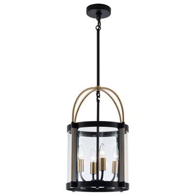 Artcraft Bonita 13" Wide 4-light Black Pendant With Clear Glass Shade