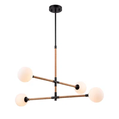 Artcraft Capilano 35.7" Wide 4-light Black Chandelier With Clear Glass Shade